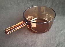 Vintage Corning Visions Cookware 1.5 L Amber Glass Sauce Pan Made In USA