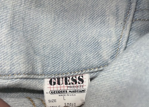 Vintage Guess Herren hellblau Denim Jeans Trucker Jacke Größe Large USA - Bild 4 von 6