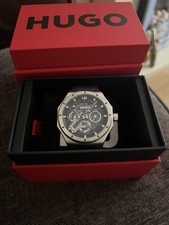 HUGO #GRAIL SKELETON Men's Multifunction Blue Silicon Strap Watch