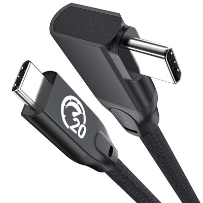 USB C Right Angle Cable 100W 1.6Ft, Short 4K Video USB C 3.2 Gen2X2 20Gbps Cable