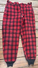 Vintage Woolrich Red Buffalo Plaid Wool Mackinaw Pants Hunting Size 34 X 30