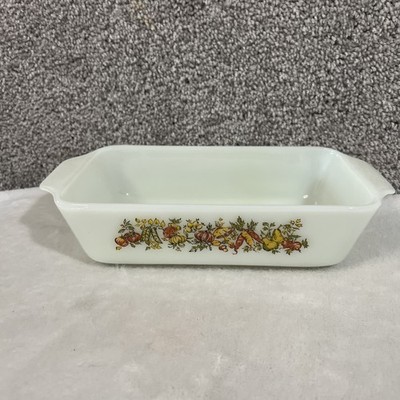 Vintage Anchor Hocking Milk Glass Sunflower Loaf Pan 1 Qt 5x9 USA