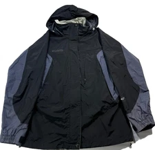 Columbia Women's Black Gray Convertible Rain Shell Jacket Hooded Bugaboo Size M
