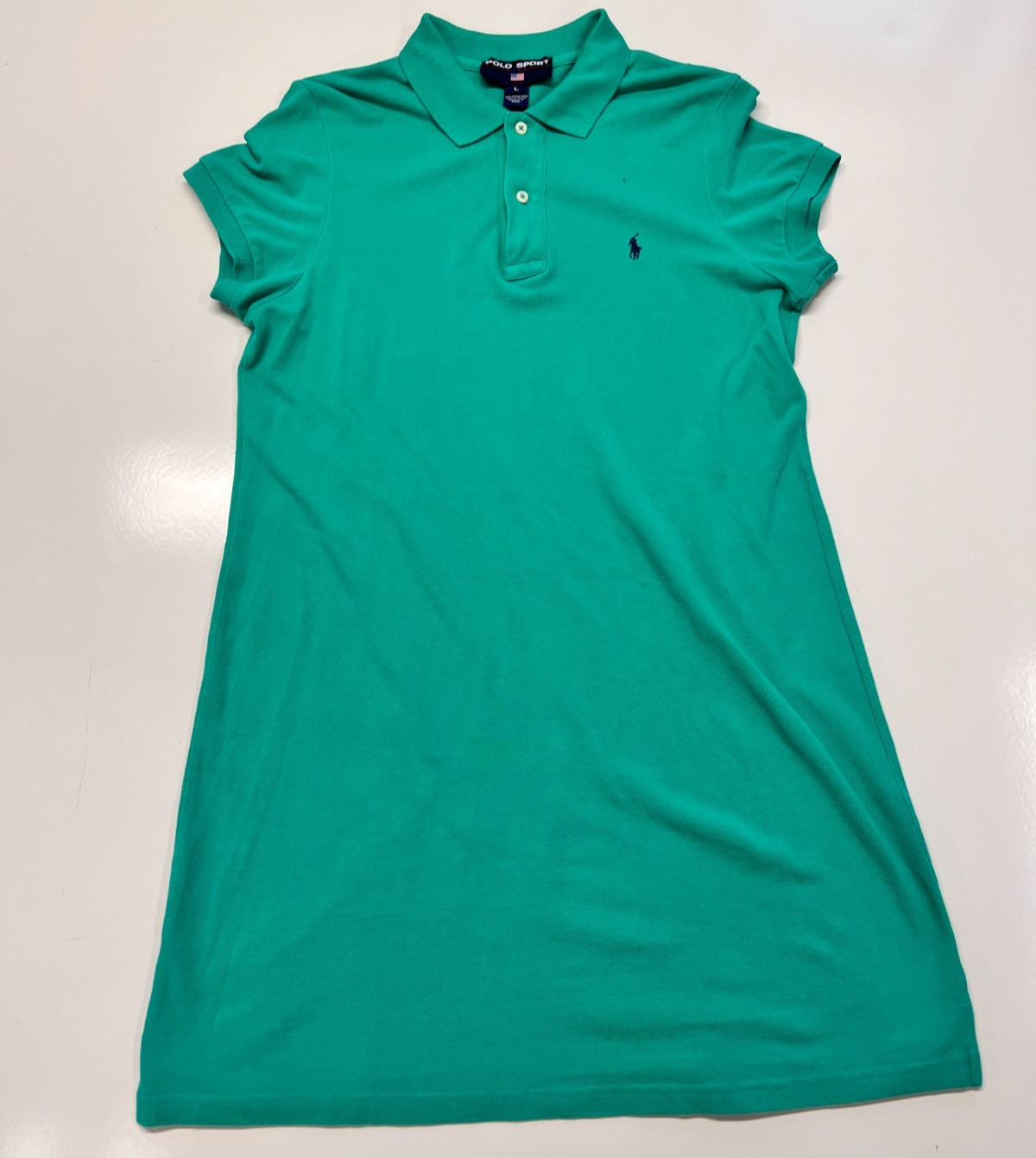 Vintage Polo Sport Ralph Lauren Green Polo Dress Shirt Womens L Cotton