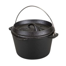 PRE-SEASONED CAST IRON DUTCH OVEN 1-QT Flat B...