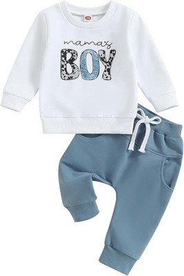 Carolilly Set Baby Junge 2-teilig Farbe Blau Weiß 6-12 Monate Sweatshirt