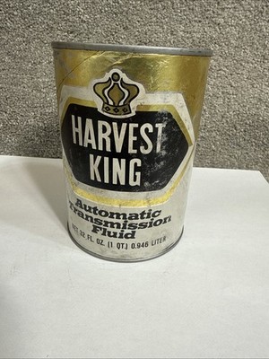 Harvest King Transmission Fluid Quart Cardboard Can - Original Vintage Dexron II