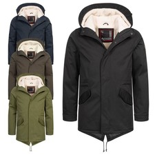 A. Salvarini Herren Winterjacke langer Winter Parka warme Jacke mit Teddyfell