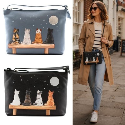 Mala Leder Damen Katze Umhängetasche Echtleder Handtasche Schultertasche