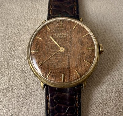 Vintage Sarcar Genève Luxus-Herrenuhr   Seltenes Holz-Zifferblatt