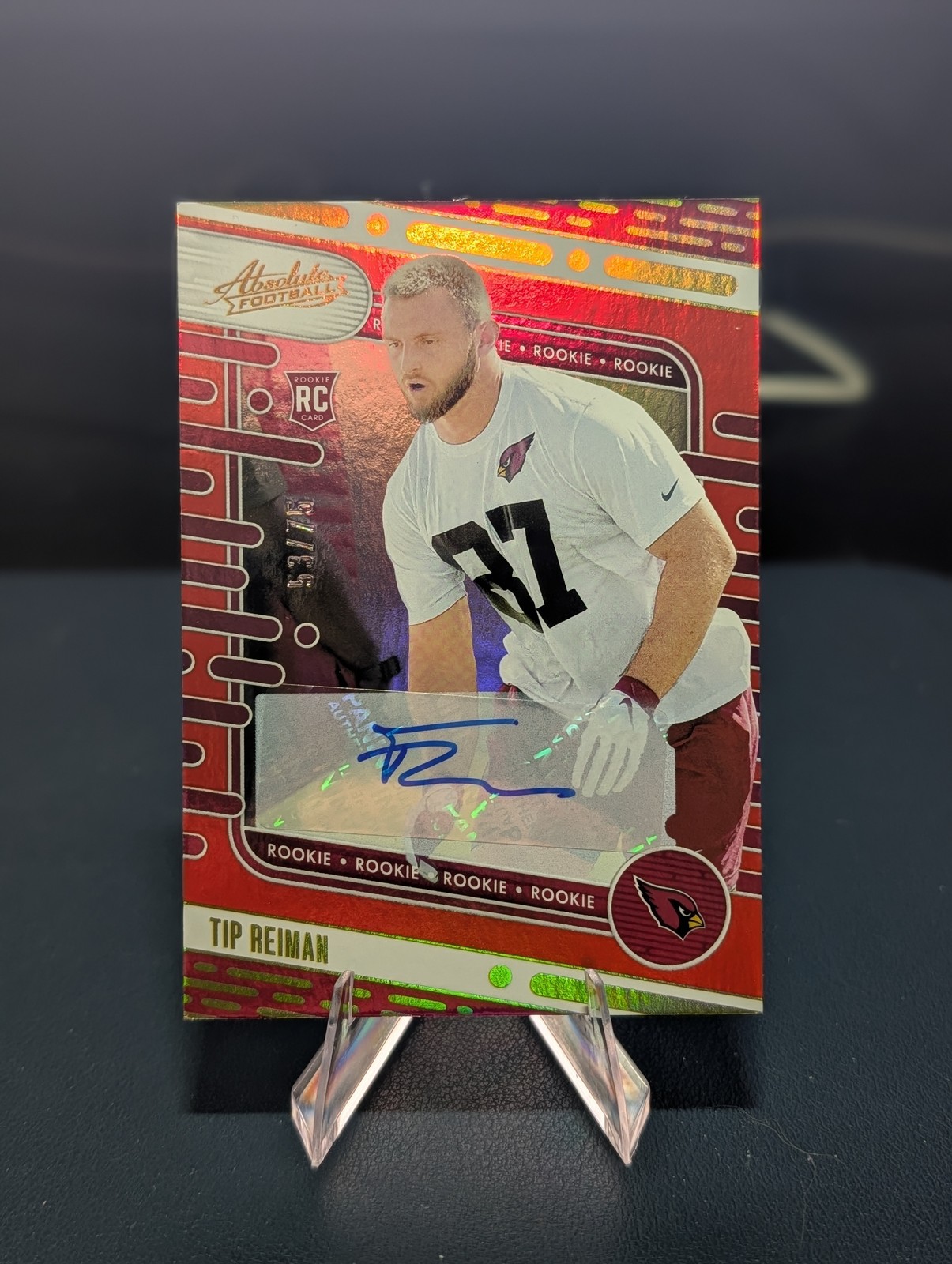 2024 Panini Absolute #167 Tip Reiman Spectrum Orange Auto #/75 Arizona Cardinals