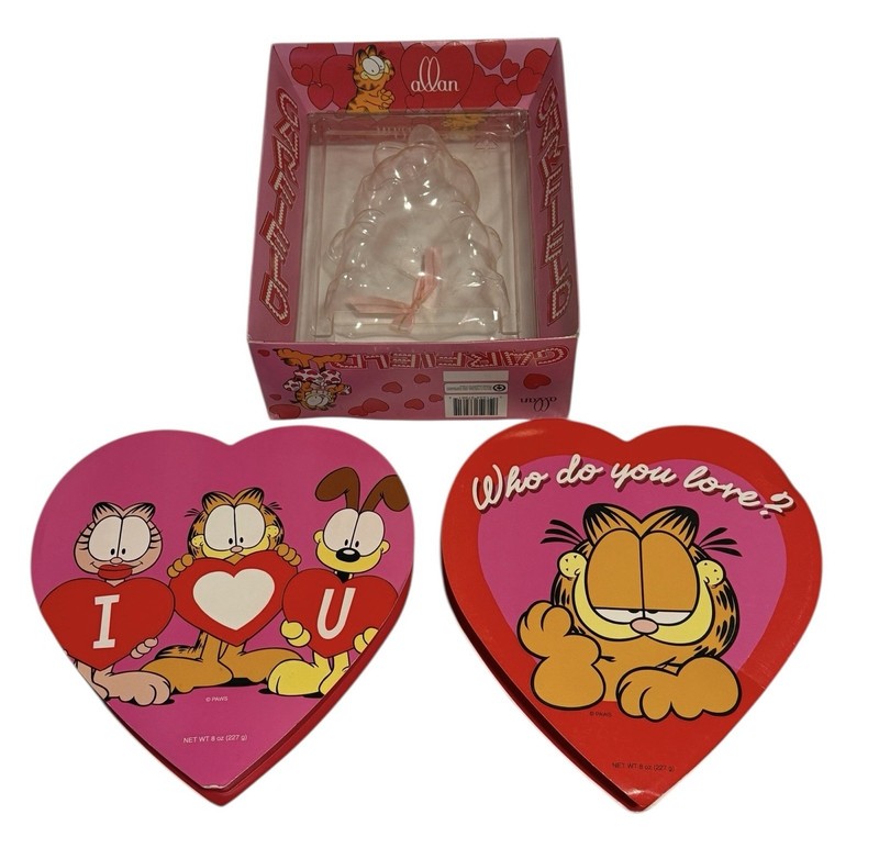 Vintage Garfield Valentine's Day Lot of Chocolate Candy Boxes Mold Odie Arlene