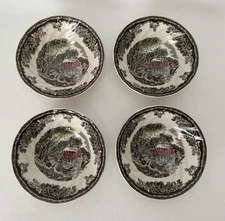 4 pc Set JOHNSON BROS The Friendly Village 6" Cereal BOWLS Willow by the Brook