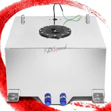 15.5 GALLON LIGHT POLISHED ALUMINUM RACING DRIFT FUEL CELL TANK+SENDING UNIT