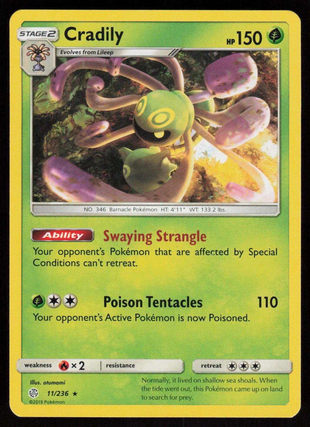 Cradily 11/236 Pokemon Cosmic Eclipse Rare Moderately Played