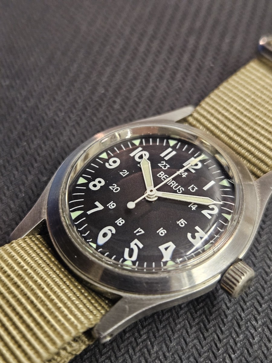 Vintage 90's Benrus MIL-W-46374 Field Reissue Watch 33mm Excellent