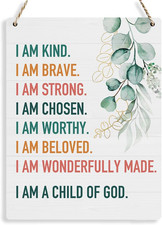 Inspirational Decor I Am a Child of God Scripture Wooden Hanging Sign Christian