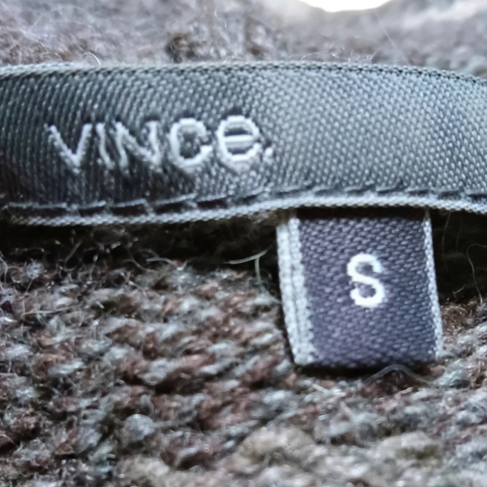 Suéter Abrigo Vince Tostado Dos Tonos Lana Alpaca Yak Rayas Con Capucha Línea Larga S Foto 4 de 4