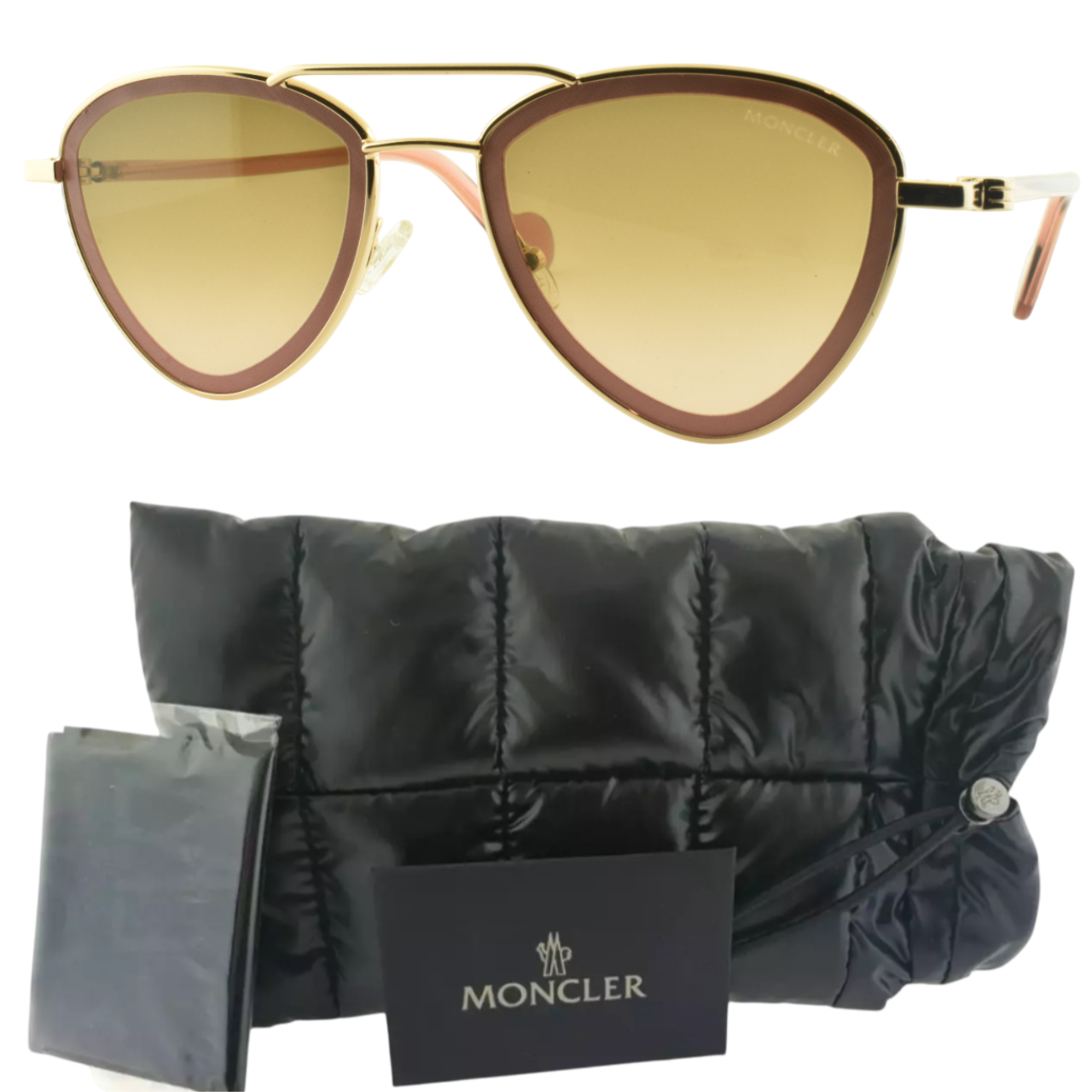Moncler ML0058 28S Shiny Rose Gold Aviator Sunglasses Full Rim