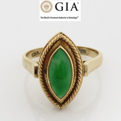 NYJEWEL GIA Certified Natural Jadeite A Jade Fei Cui 翡翠 Gold Ring 