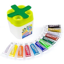 Tempera Farbe JOLLY 12x7.5ml auslaufsicher Schulmalfarbe 4 Kammern