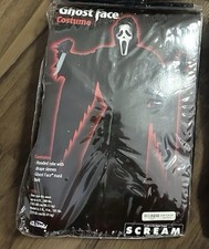 Scream Ghostface Costume One Size Fits Most Hard Shell Mask Brand New    