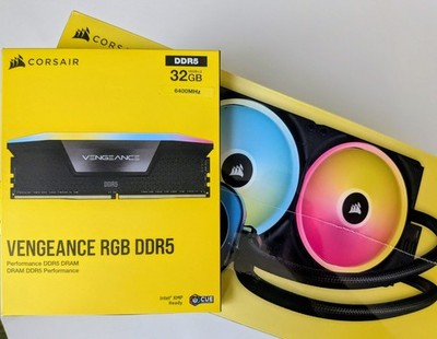 Corsair Vengence RGB Pro 32GB 6400Mhz Gaming RAM   H115i RGB CPU AIO Cooler  