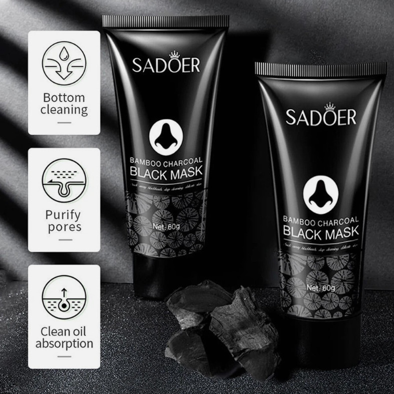 SADOER Bamboo Charcoal Black Face Nose Mask 60G Remove Blackhead