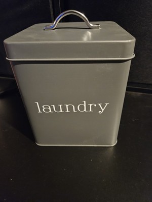 Metal Laundry Detergent Powder/Pods Storage Canister Box Laundry Room Dark Gray