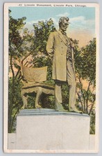 1919 Lincoln Monument Chicago Postcard St. Gaudens Statue Lincoln Park