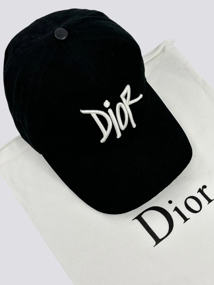 Dior x Shawn Stussy Embroidered Logo Cotton Baseball Cap Black Size L - Image 2 of 4