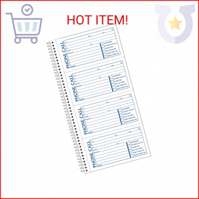 Adams Phone Message Book, Carbonless Duplicate, 5.50 x 11 Inches, 4 Sets per Pag