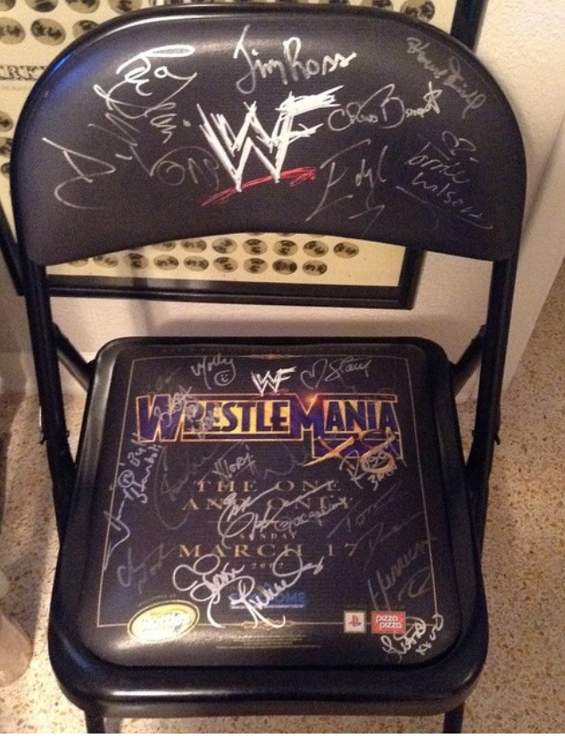 WWF WrestleMania 18 Commemorative Chair Signed By 21 Stars Of WWE