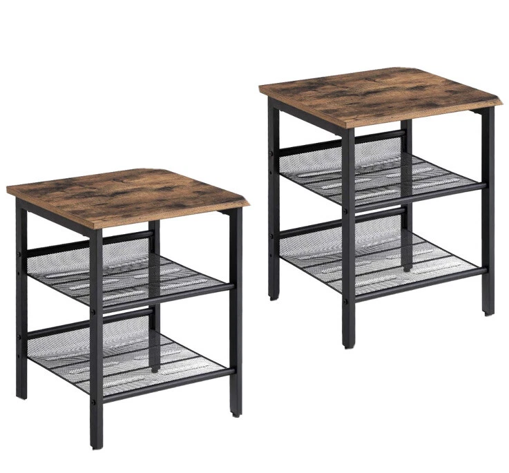 Vasagle nightstand set of 2 side cheap tables end tables with adjustable mesh shelves