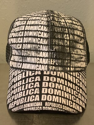 Dominicana Republica Black & White Adjustable Snapback Mesh Trucker Cap Hat
