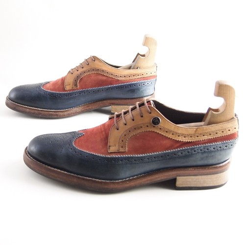 Dolce Gabbana Wingtip Brogue Marrone Rosso Blu Pelle Uomo Scarpe Misura Eu 41 US - Foto 2 di 8