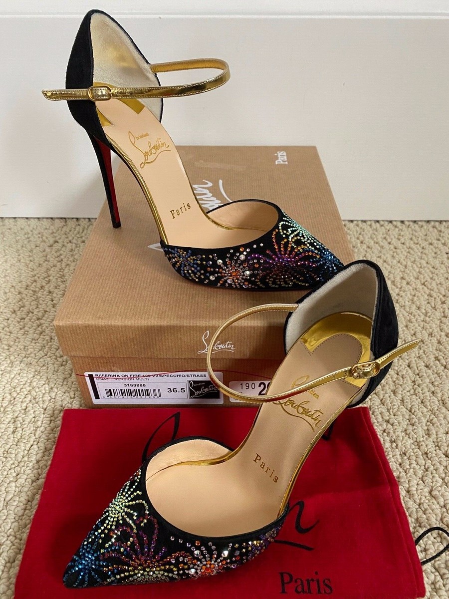 NIB Christian Louboutin Rivierina on Fire Crystal Firework Pointed