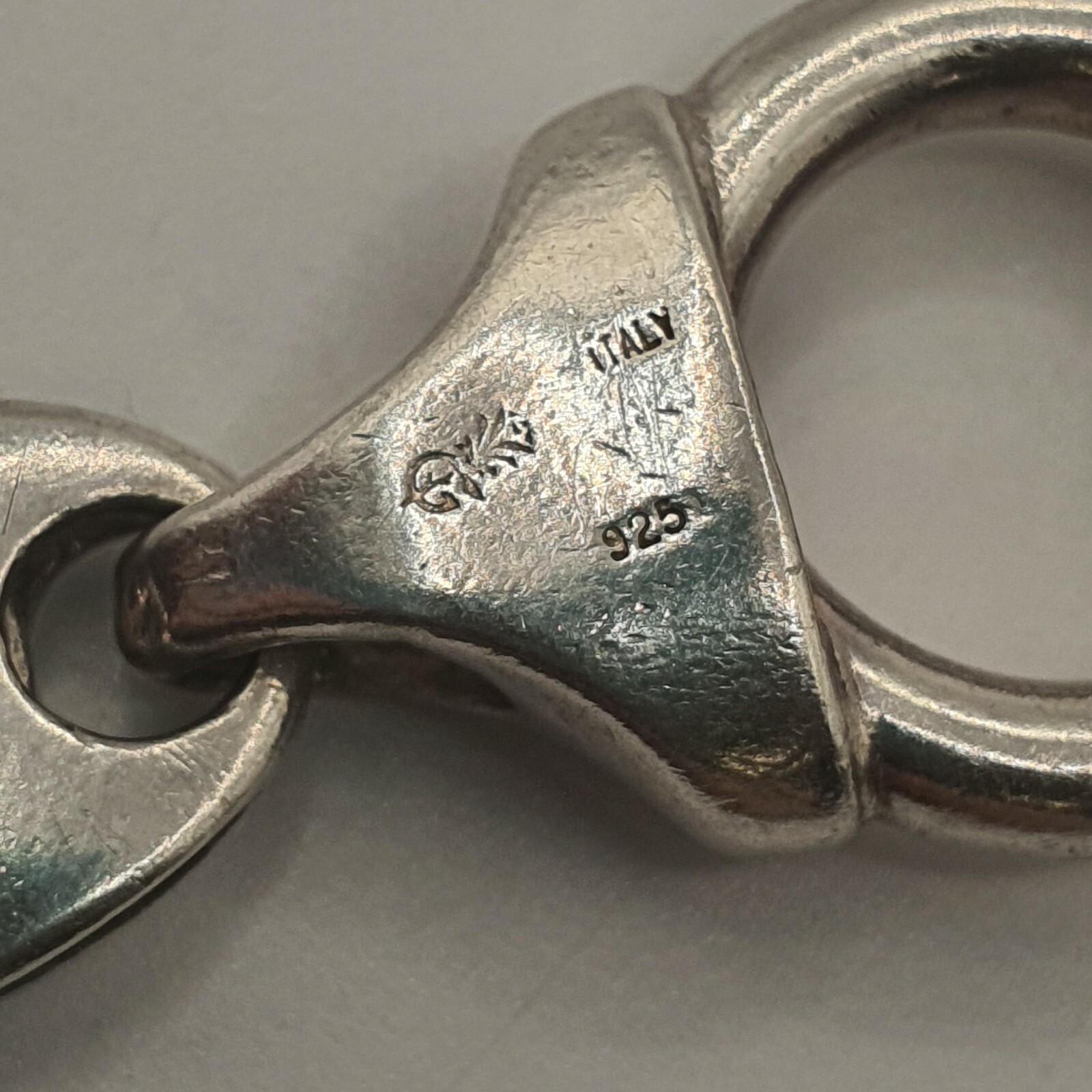 Photo 9 of Sterling Silver Bracelet italy 7" ring and connector link 21g , B112