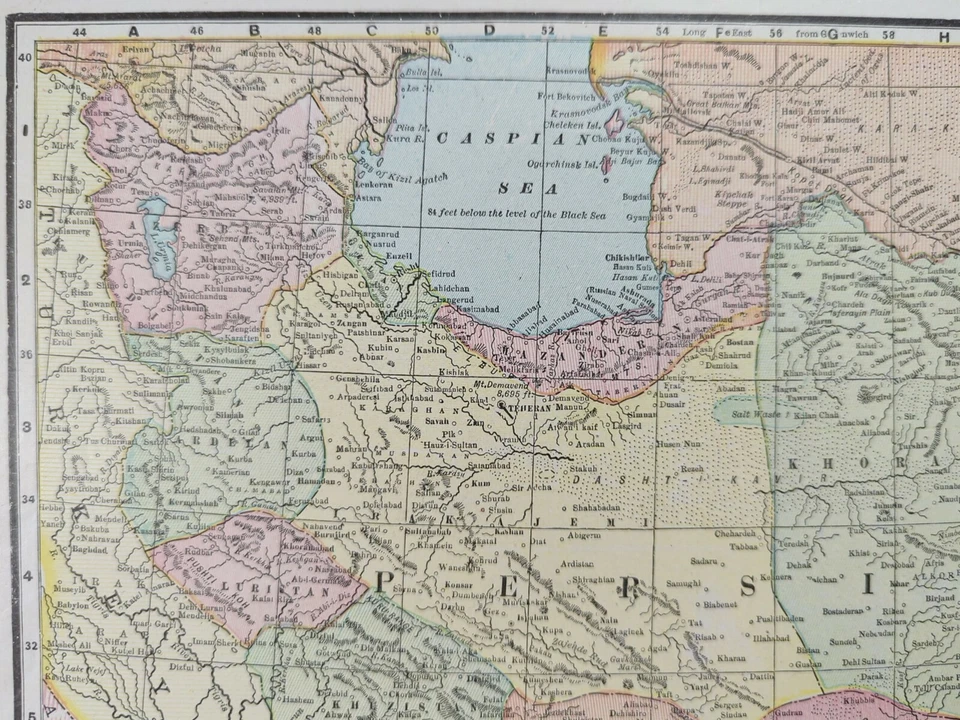 复古 1900 年 PERSIA 地图 14 英寸 x 11 英寸老式原版爱尔兰爱尔兰阿富汗土耳其 — 第 3/4 张图片