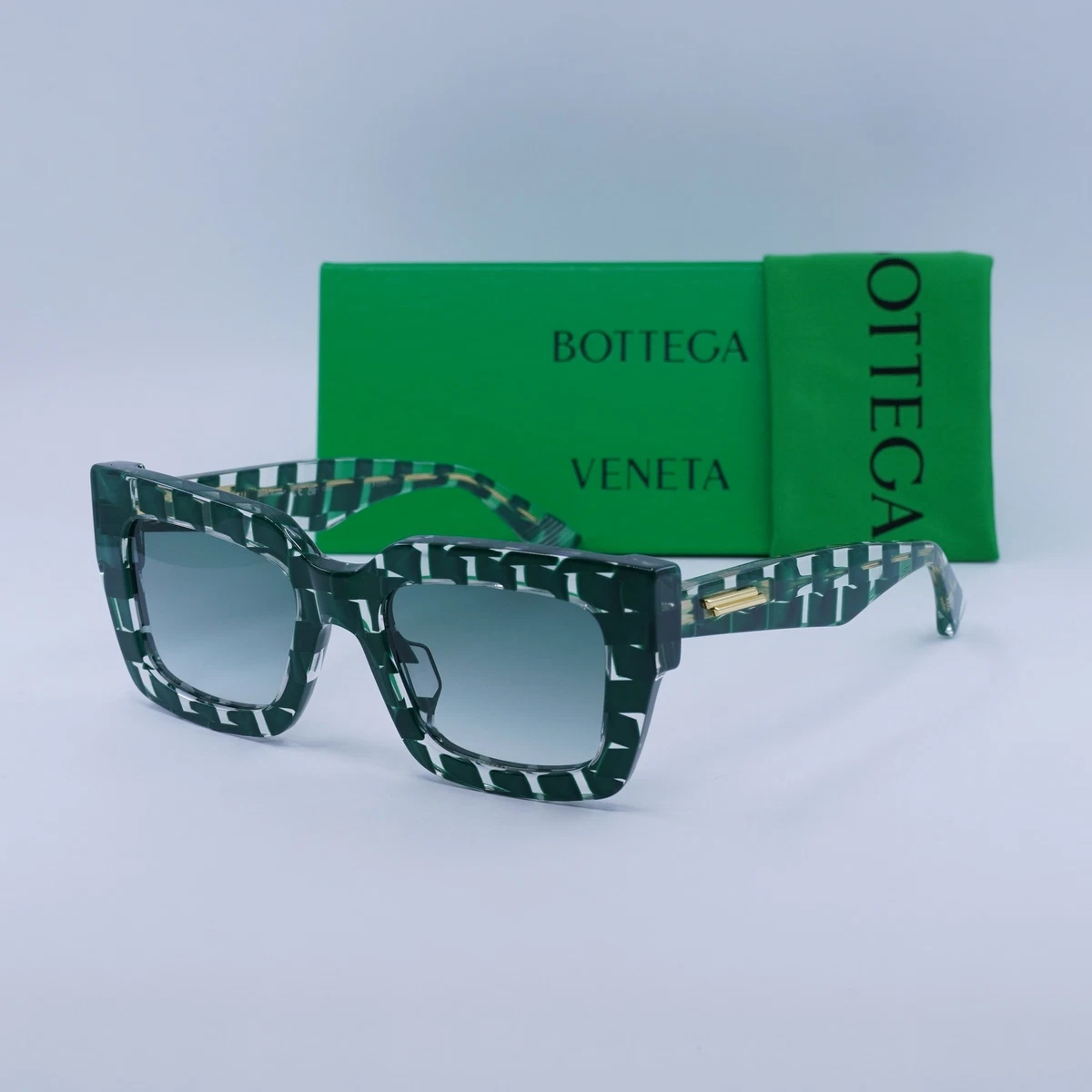 Bottega Veneta BV1212S 008 Dark Green Pattern on Transparent  display picture 1