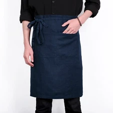 Pure French Linen Bistro Apron (25*35 inch) - Unisex, Adjustable Waist Ties