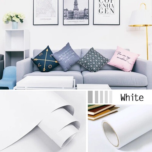 Solid Color Waterproof Wallpaper Room Self-adhesive Wardrobe Matte Wall Sticker - Picture 25 of 57