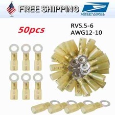 AWG12-10 Yellow Heat Shrink Waterproof Wire Crimp Ring Terminals Connector 50PCS