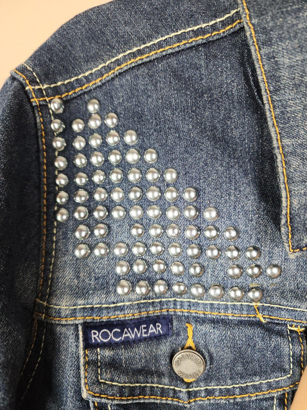 Vintage denim patchwork embroidered Rocawear jack… - image 5