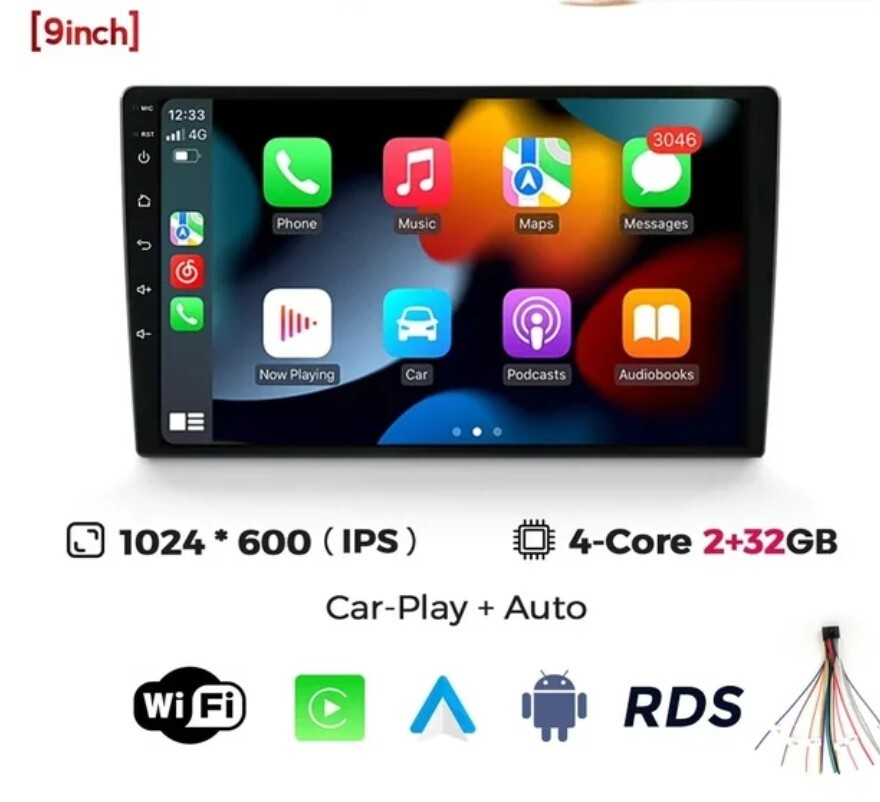 Radio Auto 9" Android GPS Wi-Fi: Esperienza Smart con Apple Carplay