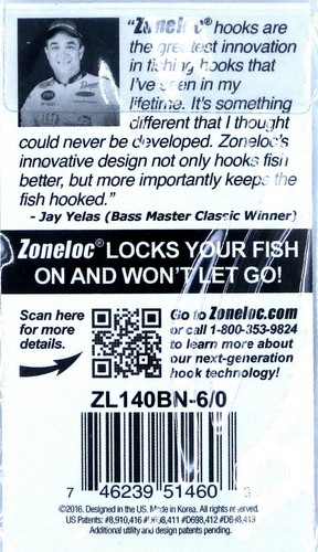 (10) Packs Zoneloc Wide Gap Magnum Worm Fish Hook Size 6/0 ZL140BN-6/0 #TU62 New - Foto 3 di 4