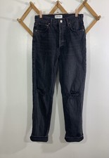 Agolde 90s Pinch Straight Jeans Black Distressed High Rise Button Fly 25