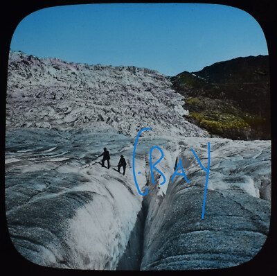 RHONE GLACIER & CREVASSE SWITZERLAND C1890 Magic Lantern Slide FRÜHE FOTOGRAFIE