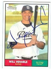 Will Venable autographed baseball card San Diego Padres 2010 Topps Heritage #235