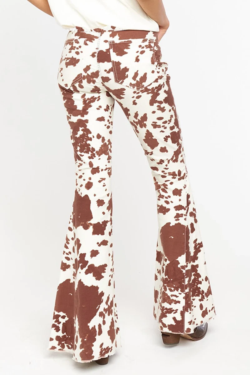 Cow print hotsell flared trousers